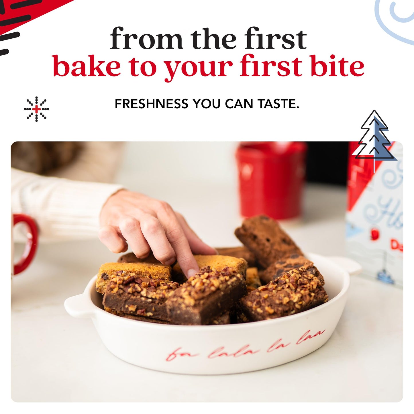 Davids Cookies Assorted Brownies in Merry Christmas Tin | Delicious Fresh Baked Gourmet Chocolate Fudge Slices Comes in Mery Ch