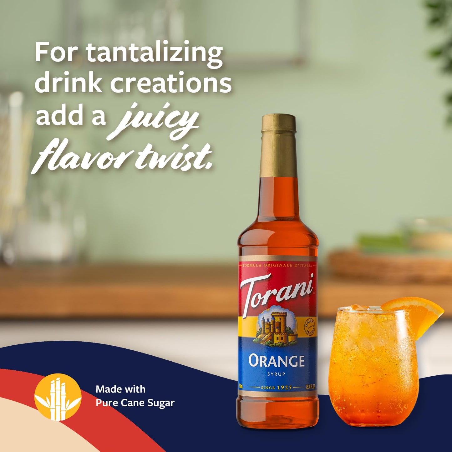 Torani Orange Syrup For Drinks, Flavoring For Iced Tea, Sodas, Cocktails, And Milk Shakes, Pump Included, 25.4 Oz