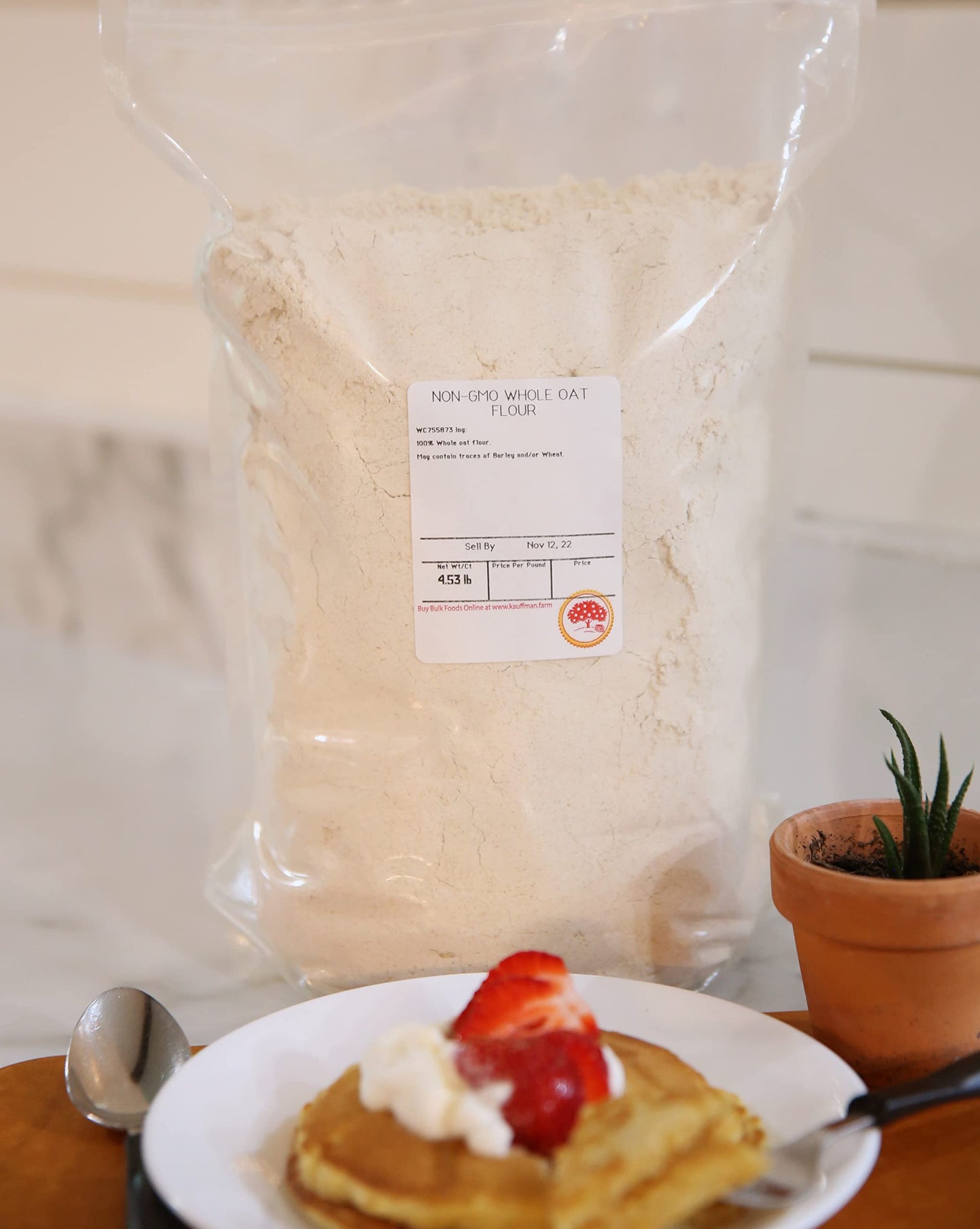 Kauffman's Fruit Farm Bulk Whole Oat Flour For Baking, 4.5 Lb. Bag