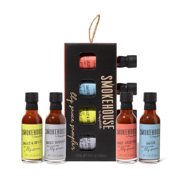 Smokehouse By Thoughtfully, Gourmet Bbq Sauce Sampler Set, Vegan And Vegetarian, Flavors Include Honey Chipotle, Smoky Bourbon, Sweet And Spicy, And Bacon Bbq Sauce, Pack Of 4