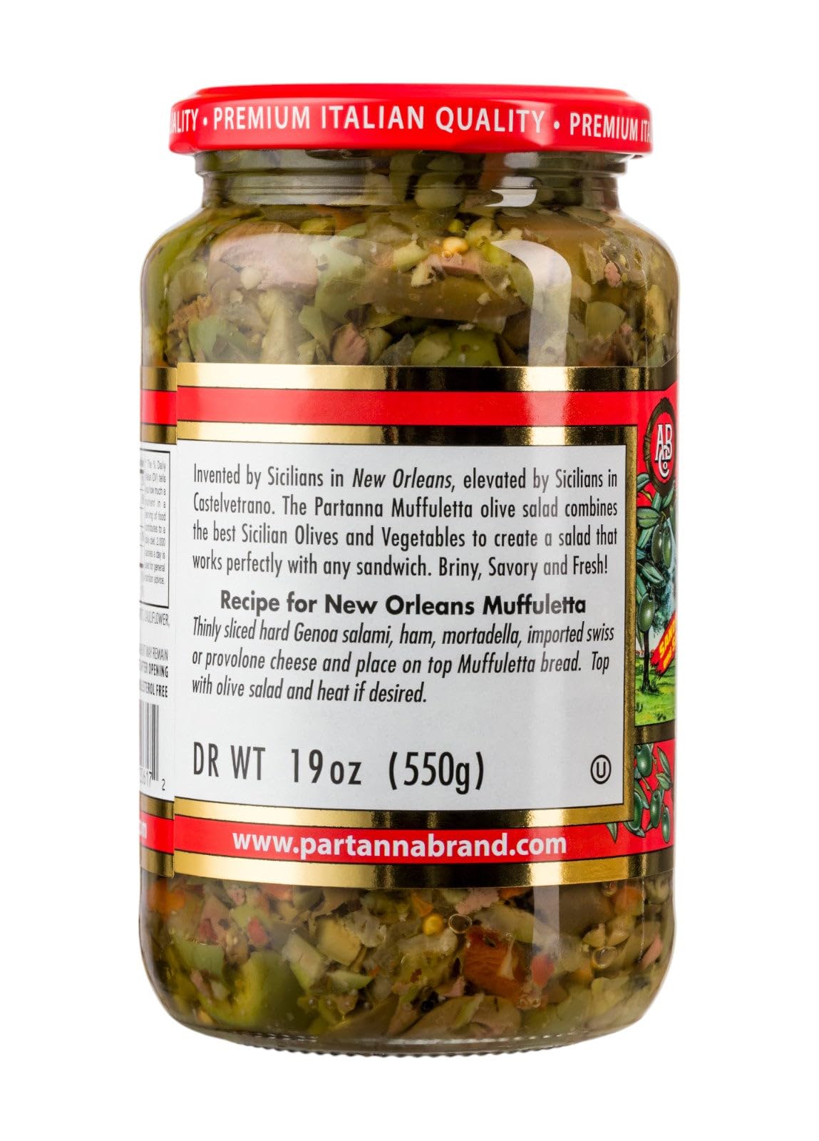 Partanna Mediterranean Muffuletta Salad - Authentic Sicilian - Product Of Italy - Savory, Rich And Bold Flavors - Premium Handpi