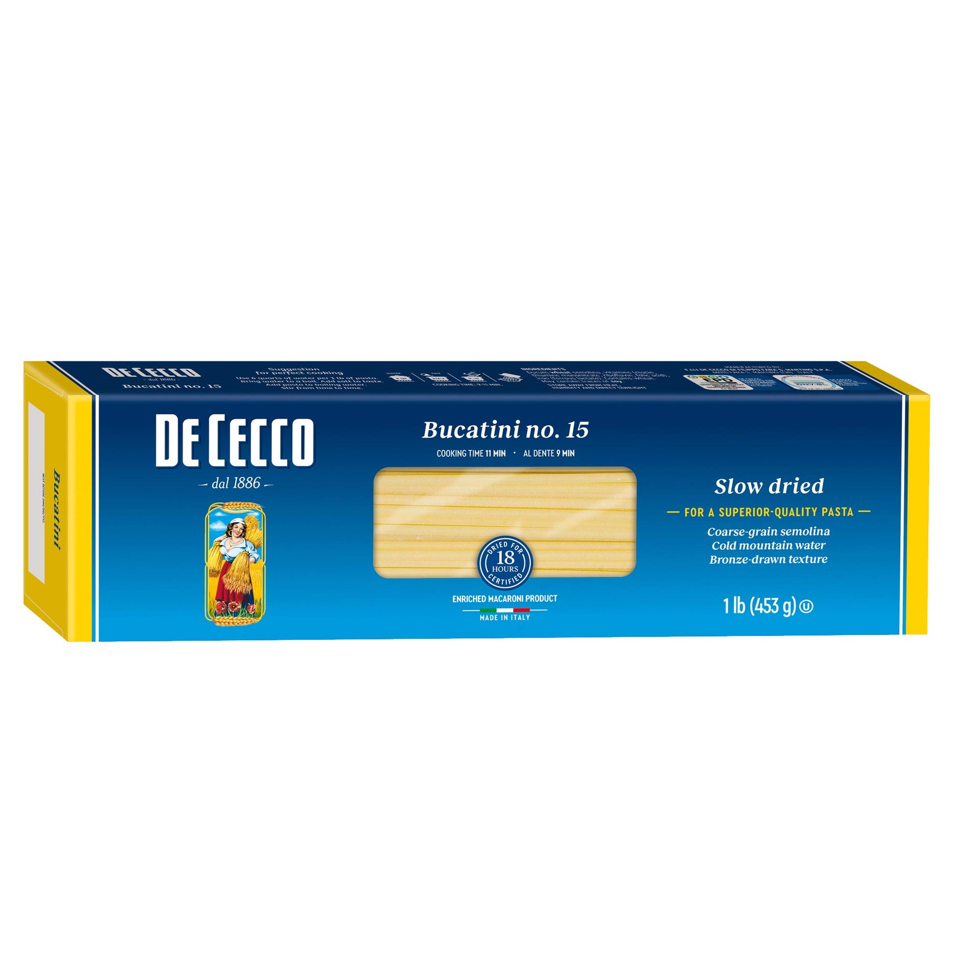 De Cecco Semolina Pasta Bucatini No.15, 16 Ounce (Pack of 5)