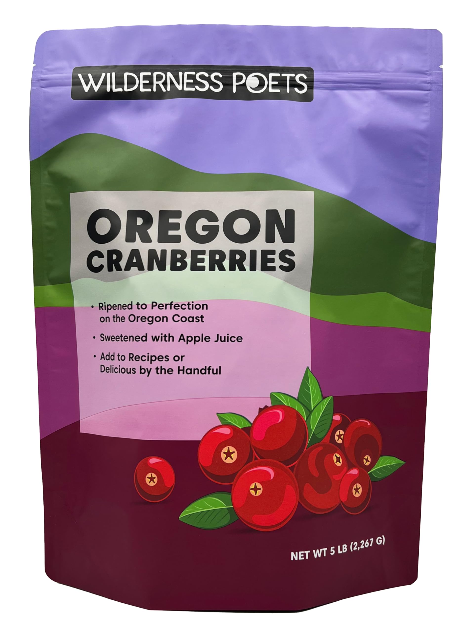 Wilderness Poets Oregon Cranberries (Sweetened with Apples) - Bulk Dried Cranberries - 5 Pound (Pack of 1)