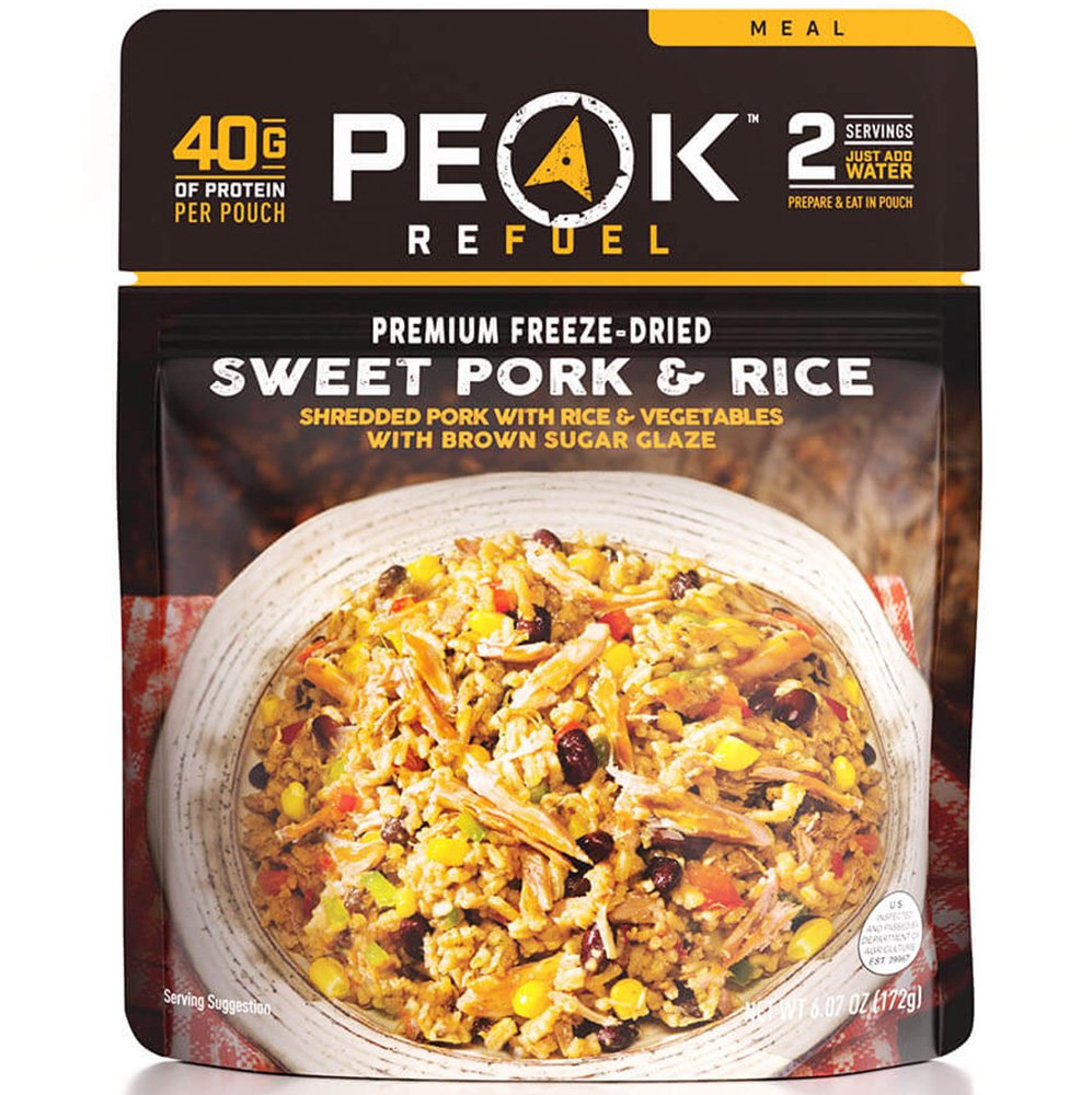 Peak Refuel Sweet Pork & Rice | Enhanced Freeze Dried Camping Food | Backpacking & Hiking Mre Meals | Just Add Water | 100% Real Meat | 40G Of Protein | 2 Serving Pouch