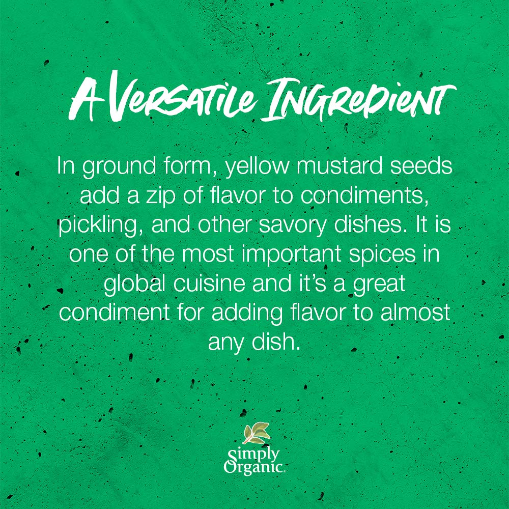 Simply Organic Ground Mustard Seed, 3.07-Ounce, Organic Ground Yellow Mustard Seeds, Robust Flavor, Kosher, Non Irradiated