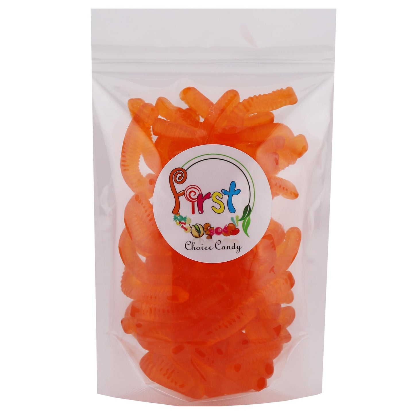 Firstchoicecandy Sweet & Sour Gummy Worms, Multi Flavors And Solid Colors (5 Pound, Orange)
