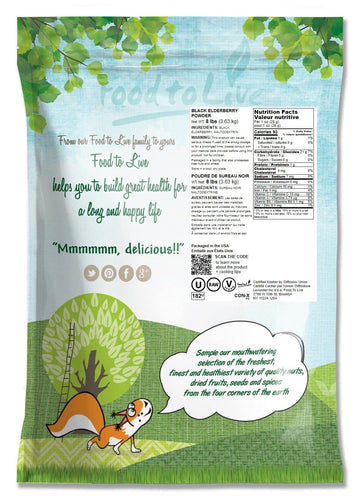 Food To Live Black Elderberry Powder, 8 Pounds - Raw Dried Berries, Unsulfured, Vegan, Bulk, For Baking, Juices, Smoothies, Yogu