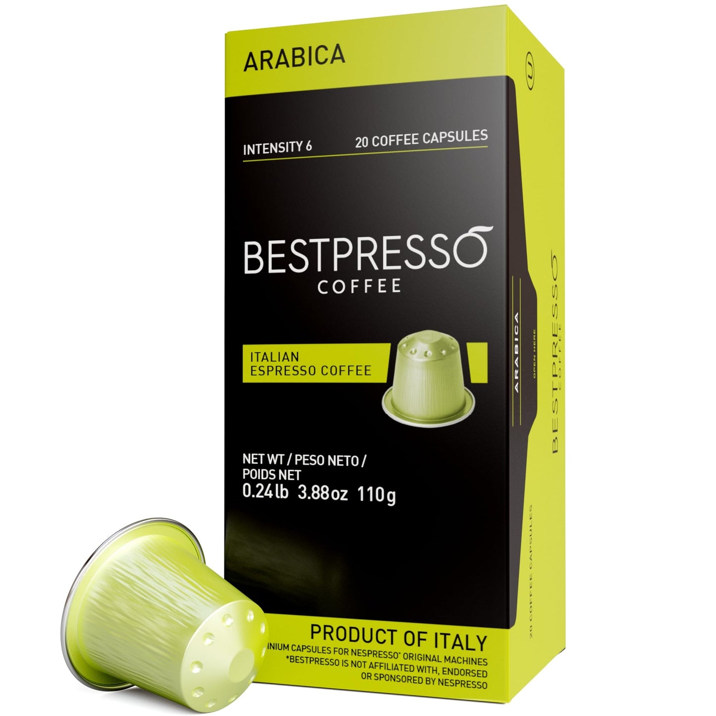 Bestpresso Coffee Pods for Nespresso Original Machine, 120 Count, Arabica Blend, Light Intensity, Certified Genuine