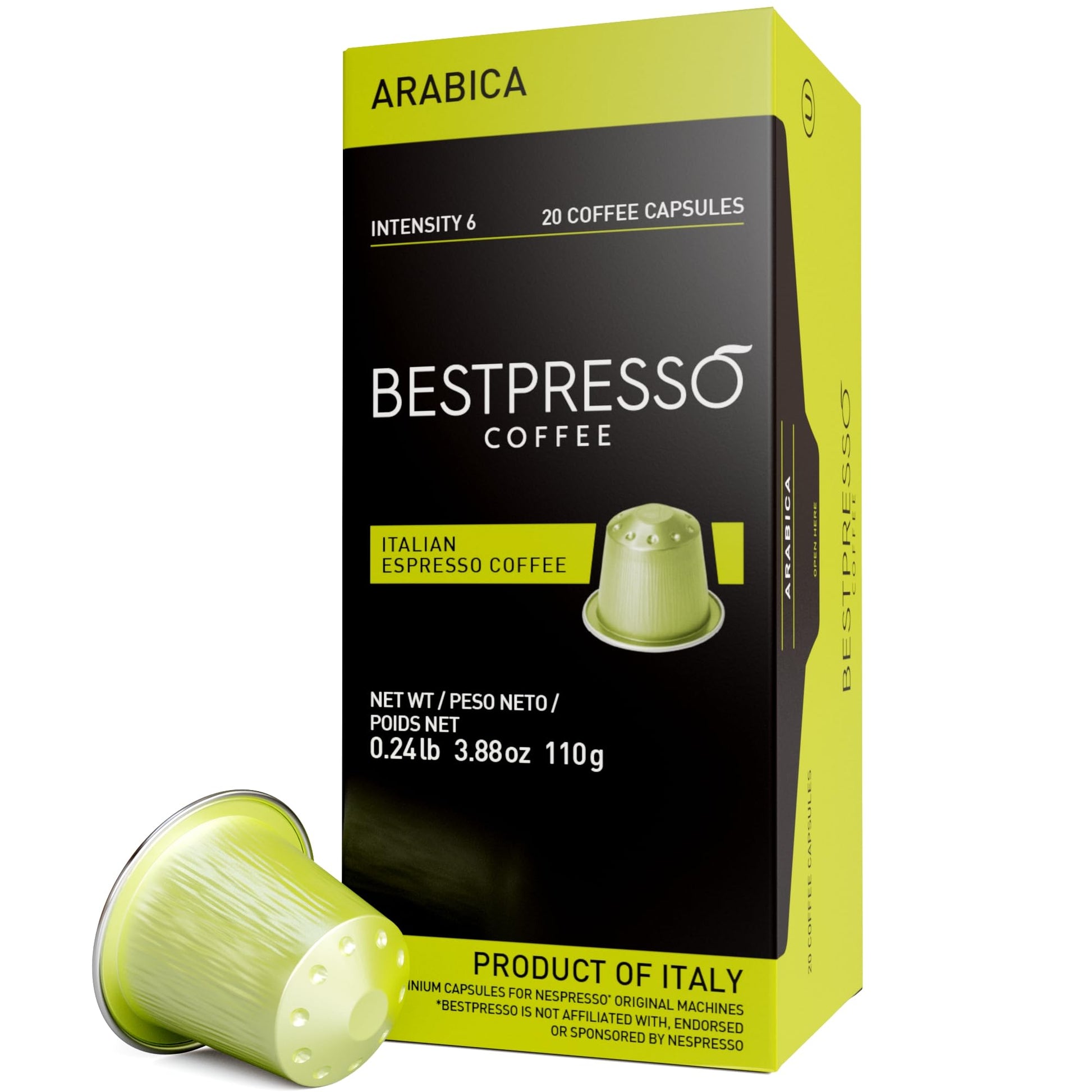Bestpresso Coffee Pods for Nespresso Original Machine, 120 Count, Arabica Blend, Light Intensity, Certified Genuine