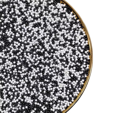 Sprinkles 130g/4.6oz, Black White Edible Pearl Sprinkles for Cake Decorations, Baking, Ice Cream, Cookies, Cupcake Topper Edible