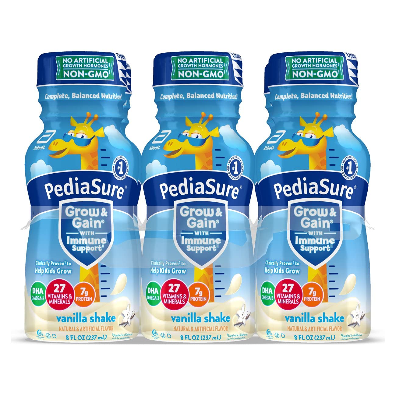 Pediasure Grow & Gain Kids Nutritional Shake, With Protein, Dha, And Vitamins & Minerals, Vanilla, 8 Fl Oz, Pack Of 6