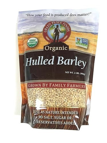 Grain Place Foods Organic Hulled Barley, Non-GMO, 2 lb Bag - Made in the USA, Healthy Whole Grain, Perfect for Cooking and Baking