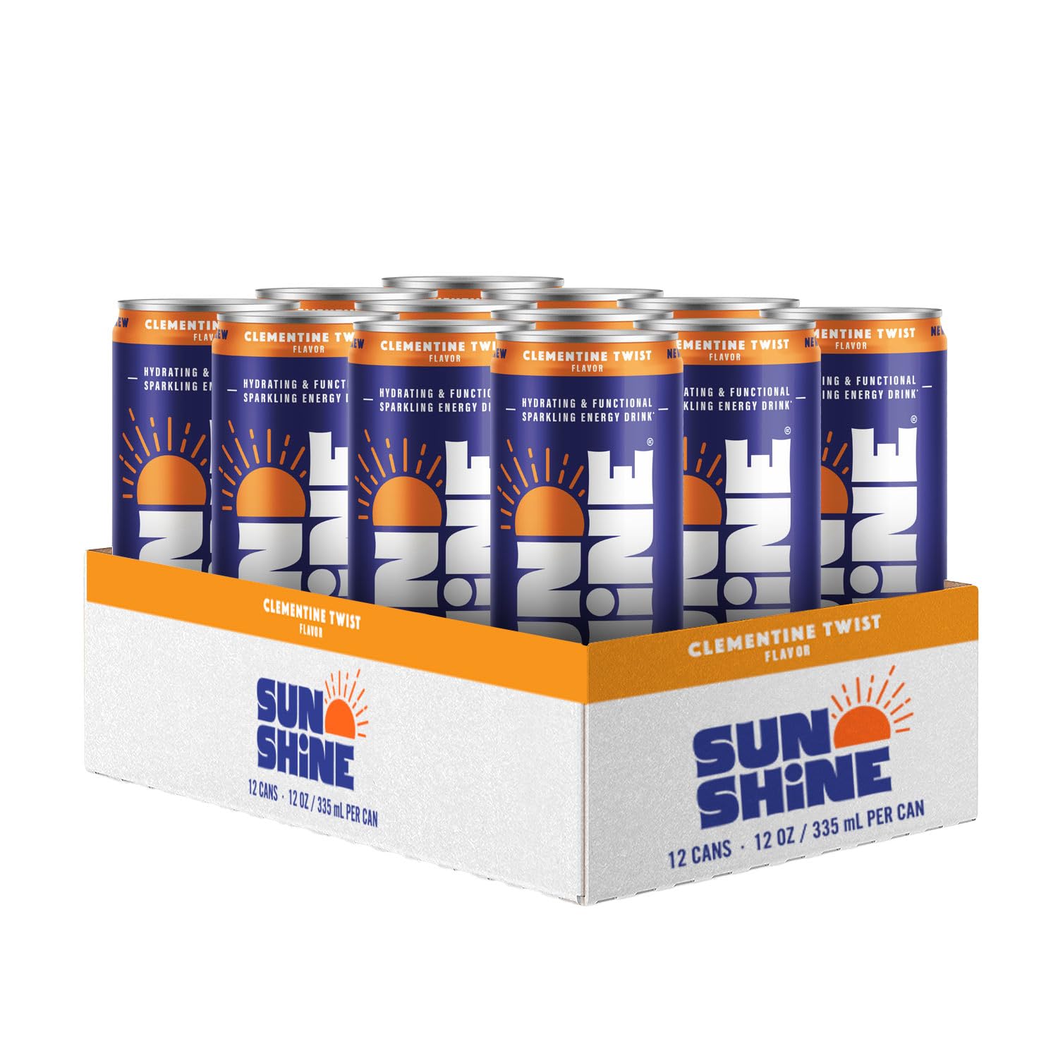 Sunshine Sparkling Energy Drink  Clementine Twist With Daily Essential Vitamins  360Mg Of Electrolytes  70Mg Of Natural Energy Blend  12 Fl Oz (Pack Of 12)
