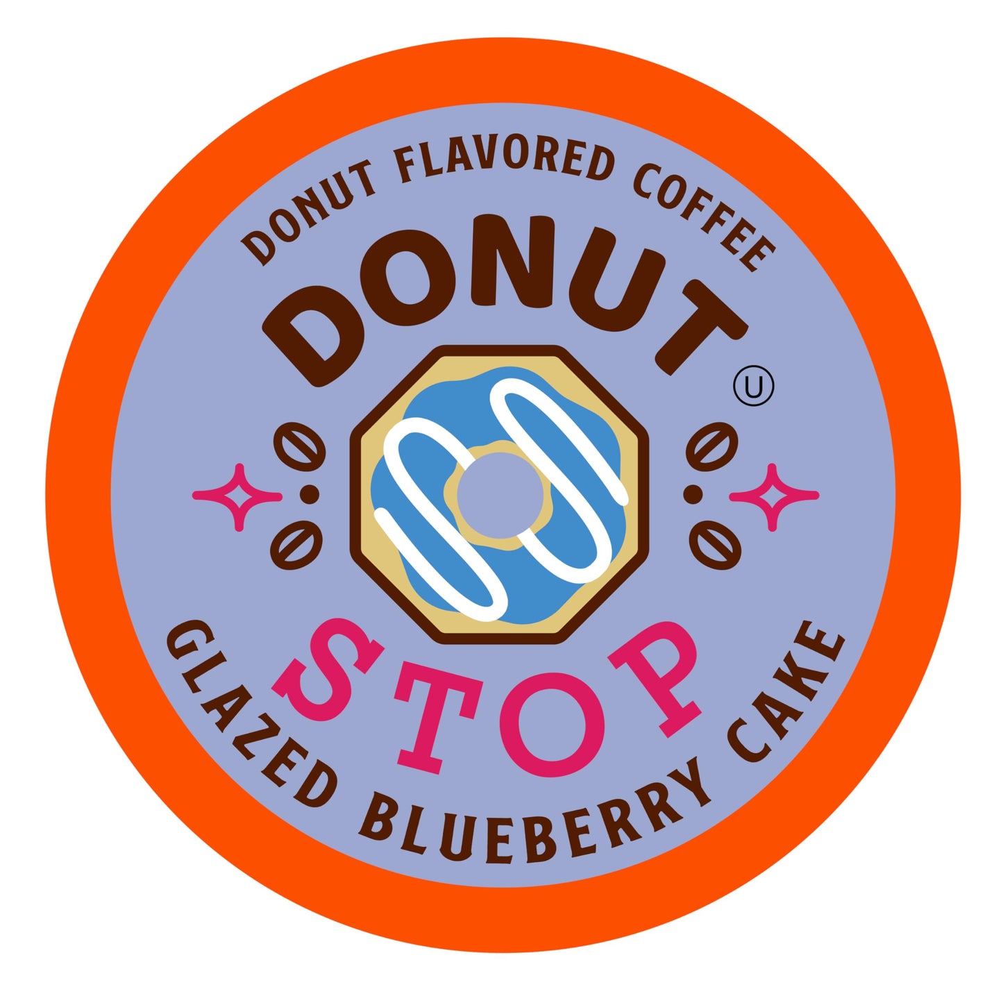 Donut Stop Glazed Blueberry Medium Roast Coffee Pods, 40 Count, Compatible with 2.0 K-Cup Brewers
