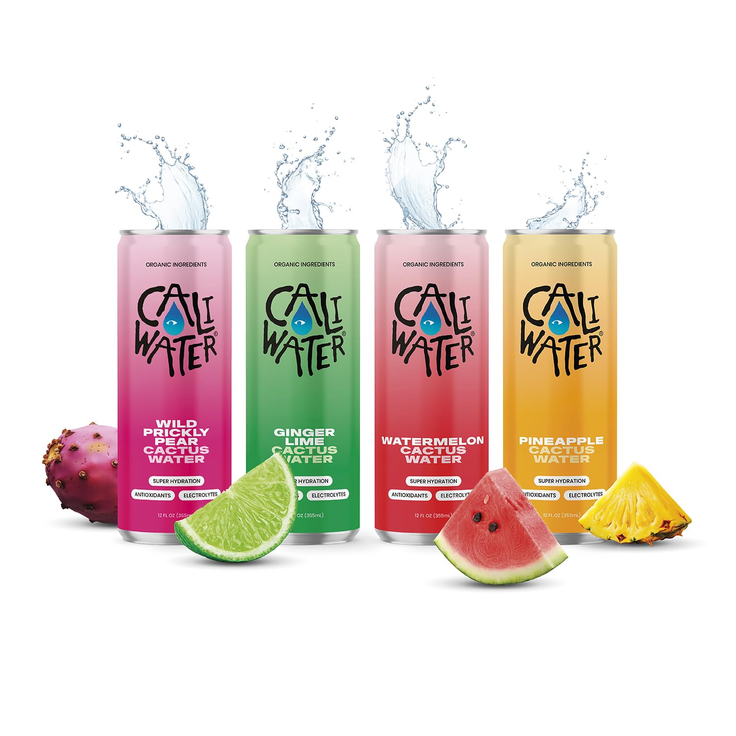 Caliwater Organic Nopal Cactus Water with Rare Antioxidants + Electrolytes for Hydration and Recovery, Plant-Based, Non-GMO, Non