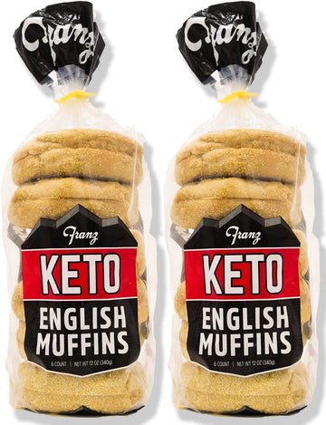Franz Bakery Keto English Muffins - Low Net Carbs, Same Great Taste 2 Pack (2 X 12Oz) With Keto Lifestyle Guide