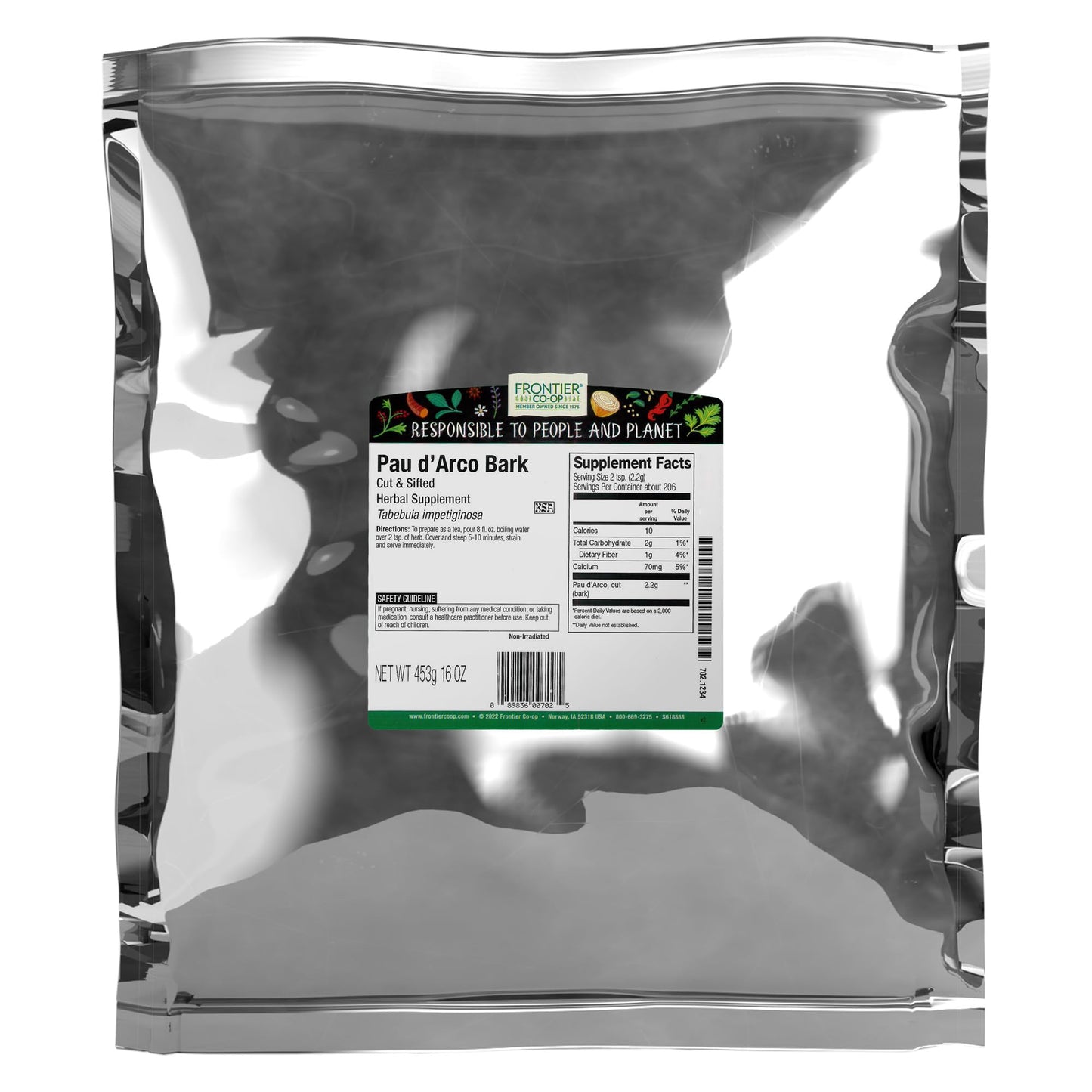 Frontier Co-Op Pau Darco Bark, Cut & Sifted, Herbal Nutrition Product, Great As Tea With Lemon Juice, 16 Ounce (Pack Of 1)