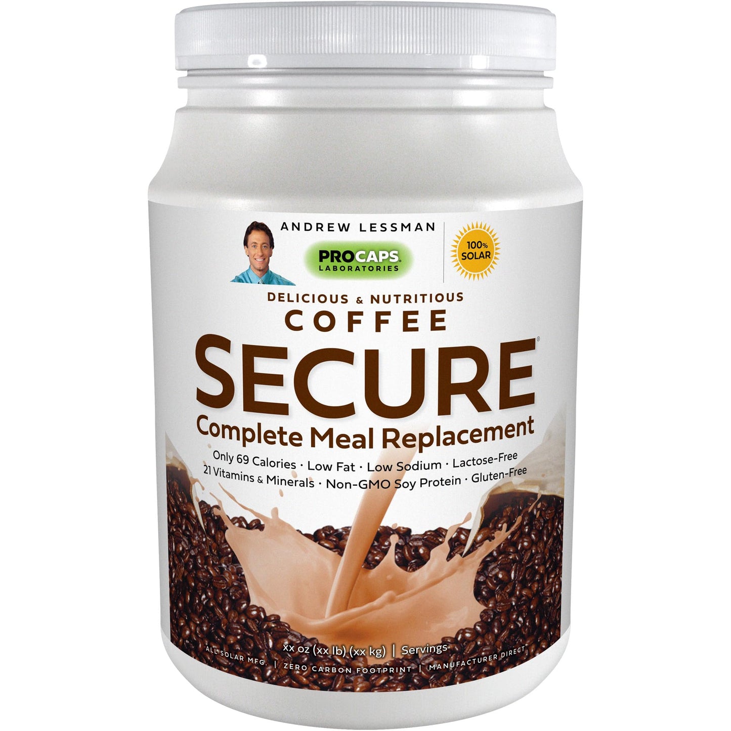 Andrew Lessman Secure Soy Complete Meal Replacement - Coffee 30 Servings - Only 69 Calories, 7 Grams Non-Gmo Soy Protein, Vitami