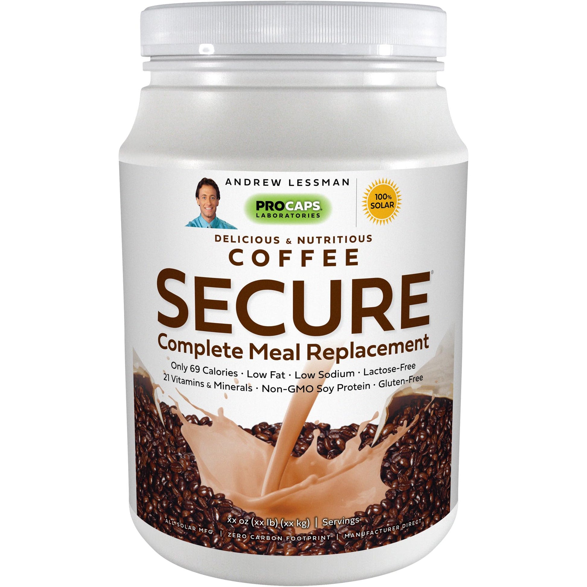 Andrew Lessman Secure Soy Complete Meal Replacement - Coffee 30 Servings - Only 69 Calories, 7 Grams Non-Gmo Soy Protein, Vitami