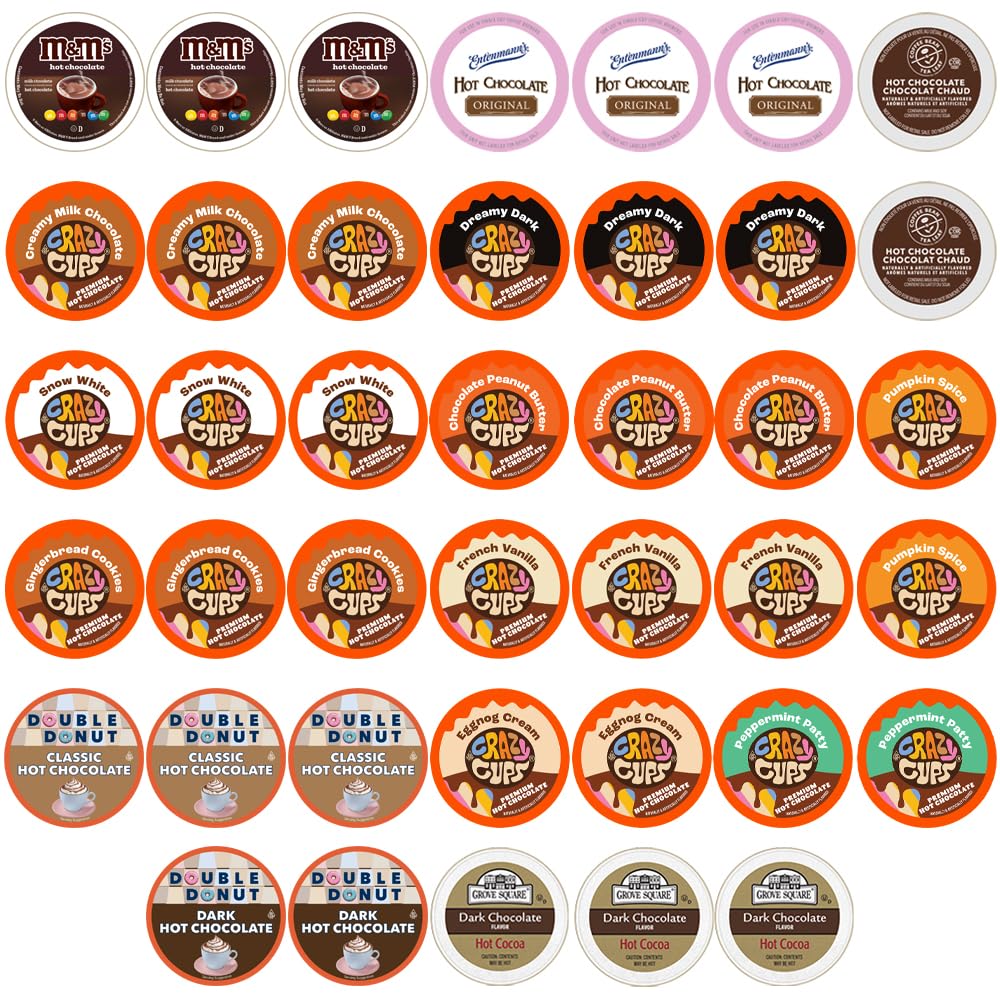Perfect Samplers Hot Chocolate Pods for Keurig, 40 Count, Single Serve Cups