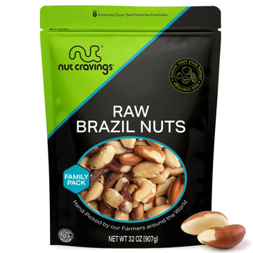 NUT CRAVINGS - Raw Brazil Nuts, Unsalted, No Shell, Whole, (32oz - 2 LB) Bulk Nuts Packed Fresh in Resealable Bag - Kosher Healt