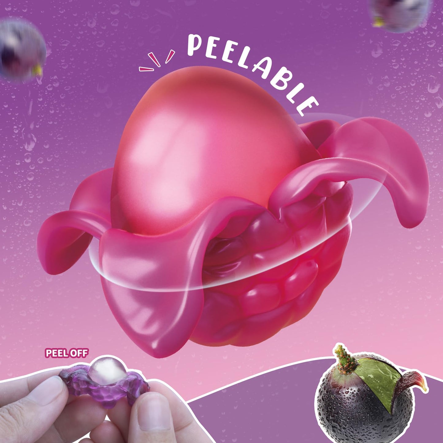 Amos Peelerz Gummy Candy Grape, Amos 4D Gummies Peelable Candy Resealable 2.19Oz Bag (Pack Of 8)