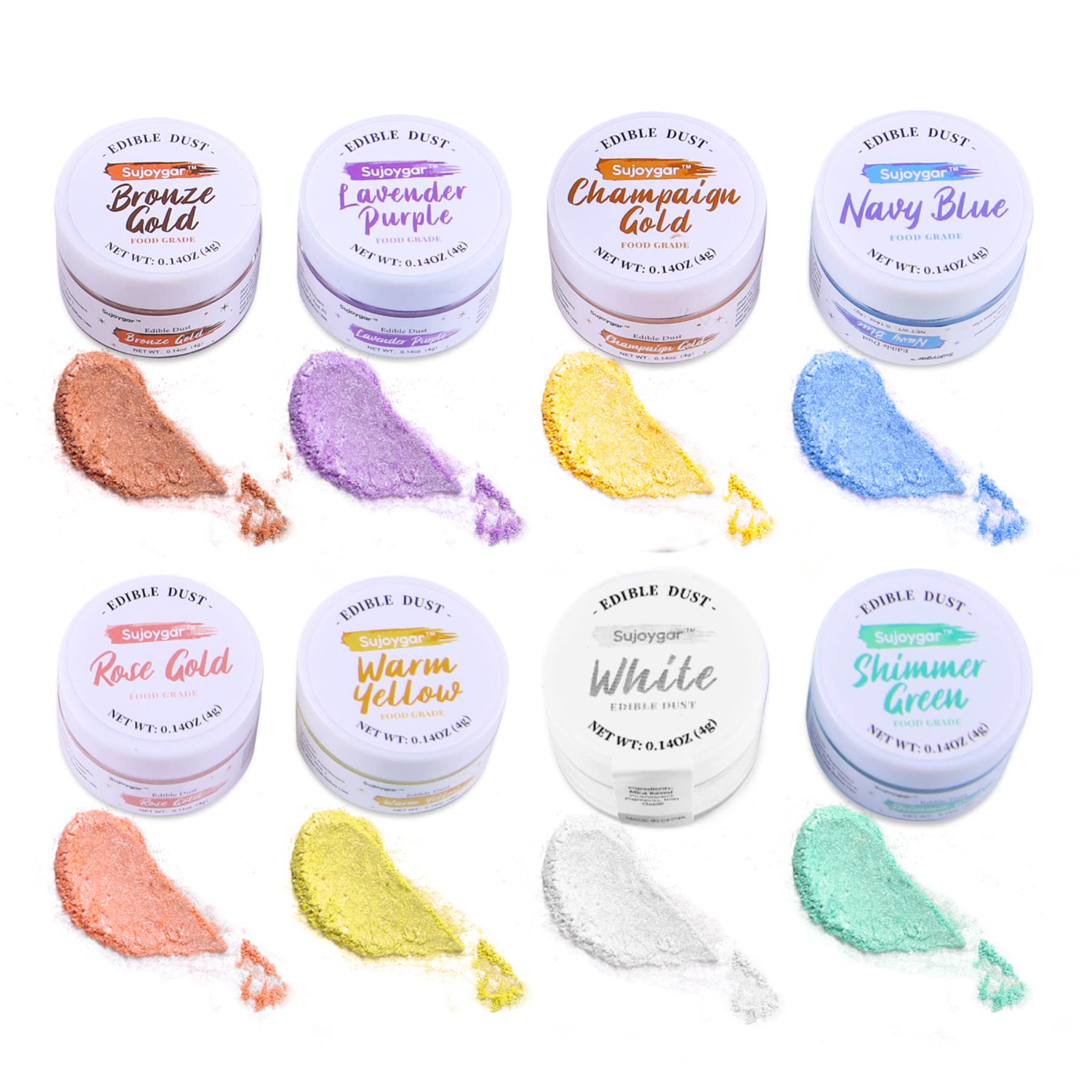 Edible Glitter Set 8 Colors  Food Grade  4G/Bottle  Sujoygar  Shimmer Edible Glitter For Drinks  Cake  Mixed Flavor  Baking  Strawberries  Chocolates