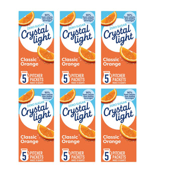 Crystal Light Drink Mix, 5 Pitcher Packets, for Flavorful Hydration and Shareable Refreshment, Classic Orange Natural Flavor, Ze