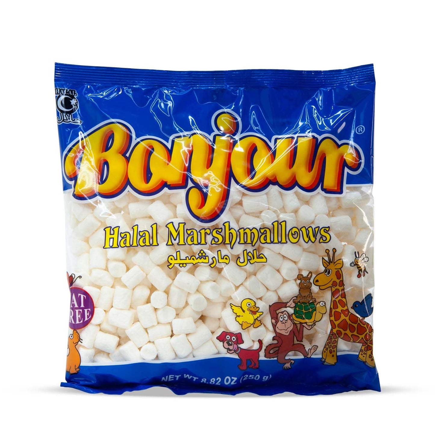 Bonjour Mini Marshmallows - Vanilla Flavored, Halal, Low Fat, Dye Free - 8.82 Oz (250 g) Small Snack for Hot Chocolate and Smores