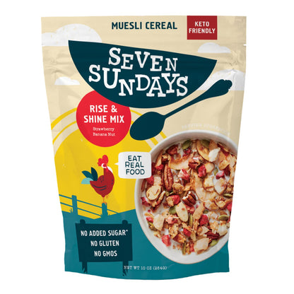 Seven Sundays Rise and Shine Muesli Cereal - 10 Oz Pouch - Strawberry Banana Nut - Certified Gluten Free Muesli - Non GMO, No Re