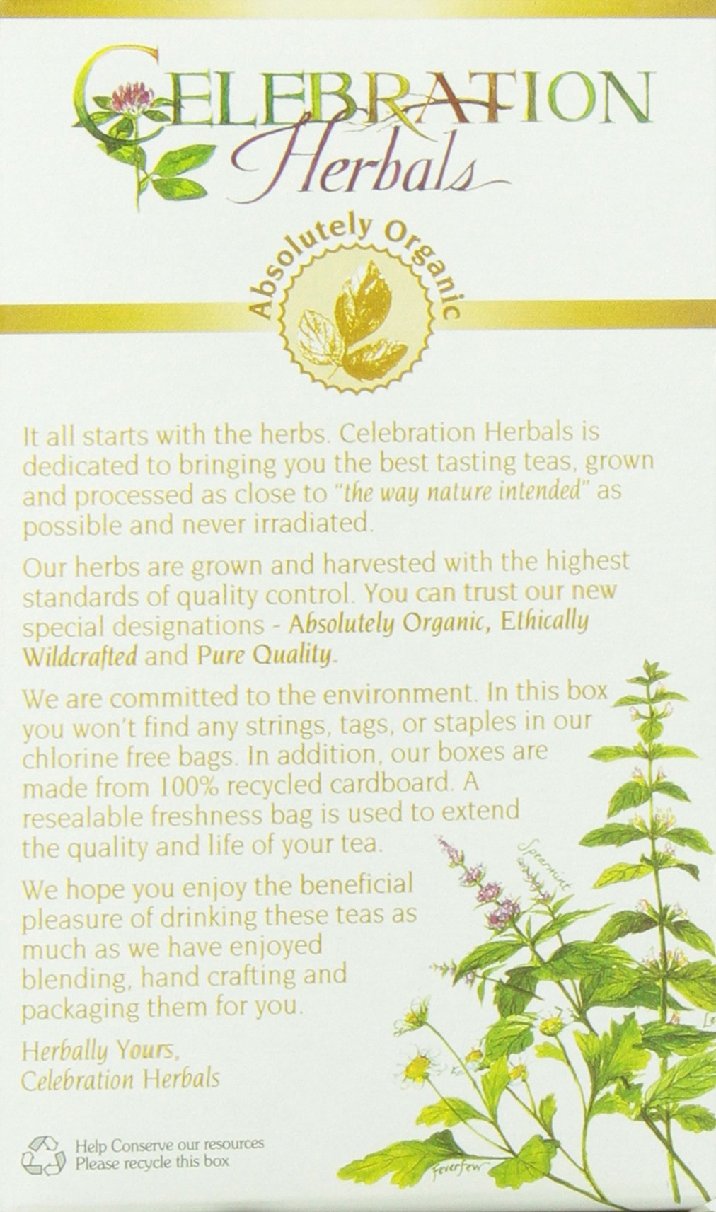 Celebration Herbals Feverfew Lemongrass Tea Organic 24 Tb