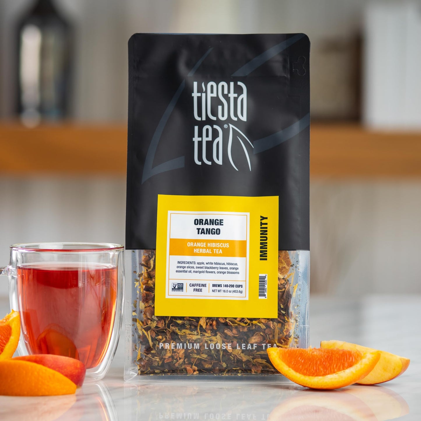 Tiesta Tea - Orange Tango | Orange Hibiscus Herbal Tea | Premium Loose Leaf Tea Blend | Non-Caffeinated Fruit Tea | Make Hot Or Iced Up & 200 Cups | Made W/Natural Ingredients - 16Oz Resealable Pouch