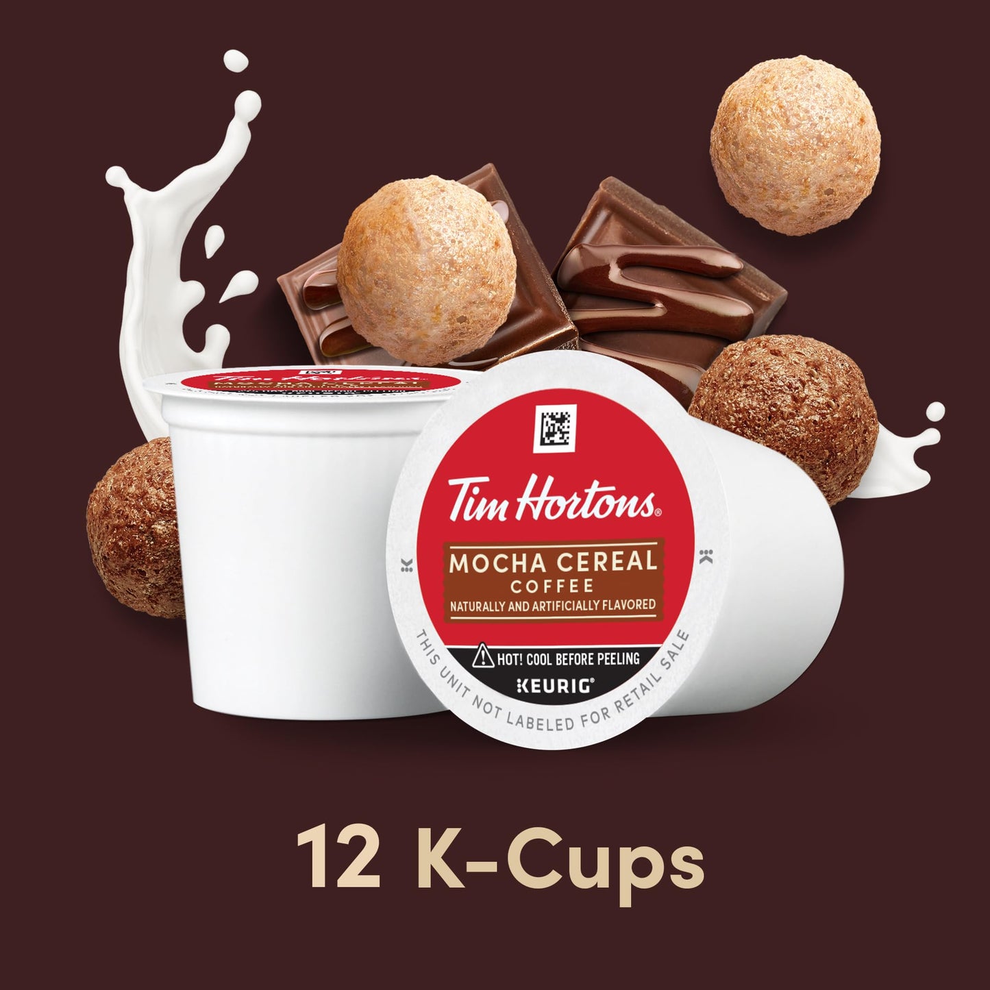 Tim Hortons Mocha Cereal Flavored Coffee, K-Cup Pods, 12 Count, Compatible with Keurig malt-inspired