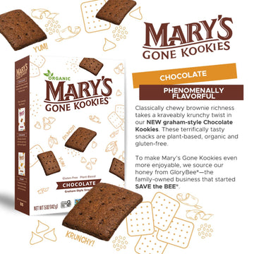 Marys Gone Kookies Chocolate Graham Style Cookies, Plant Based, 5 Ounces (Pack Of 6)