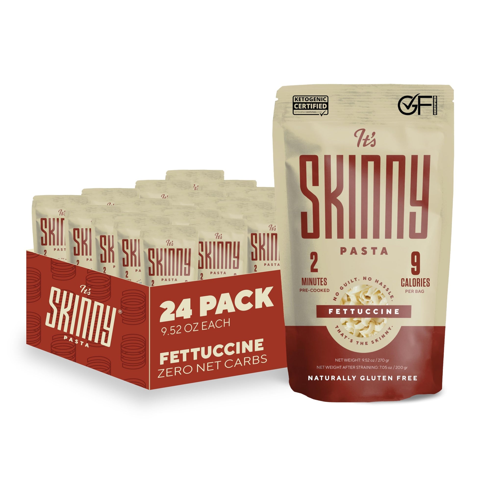 Its Skinny Fettuccine- High Fiber & Gluten Free Fettuccine Pasta Low Calorie Low Carb Vegan Pasta - Pre-Cooked Konjac Shirataki