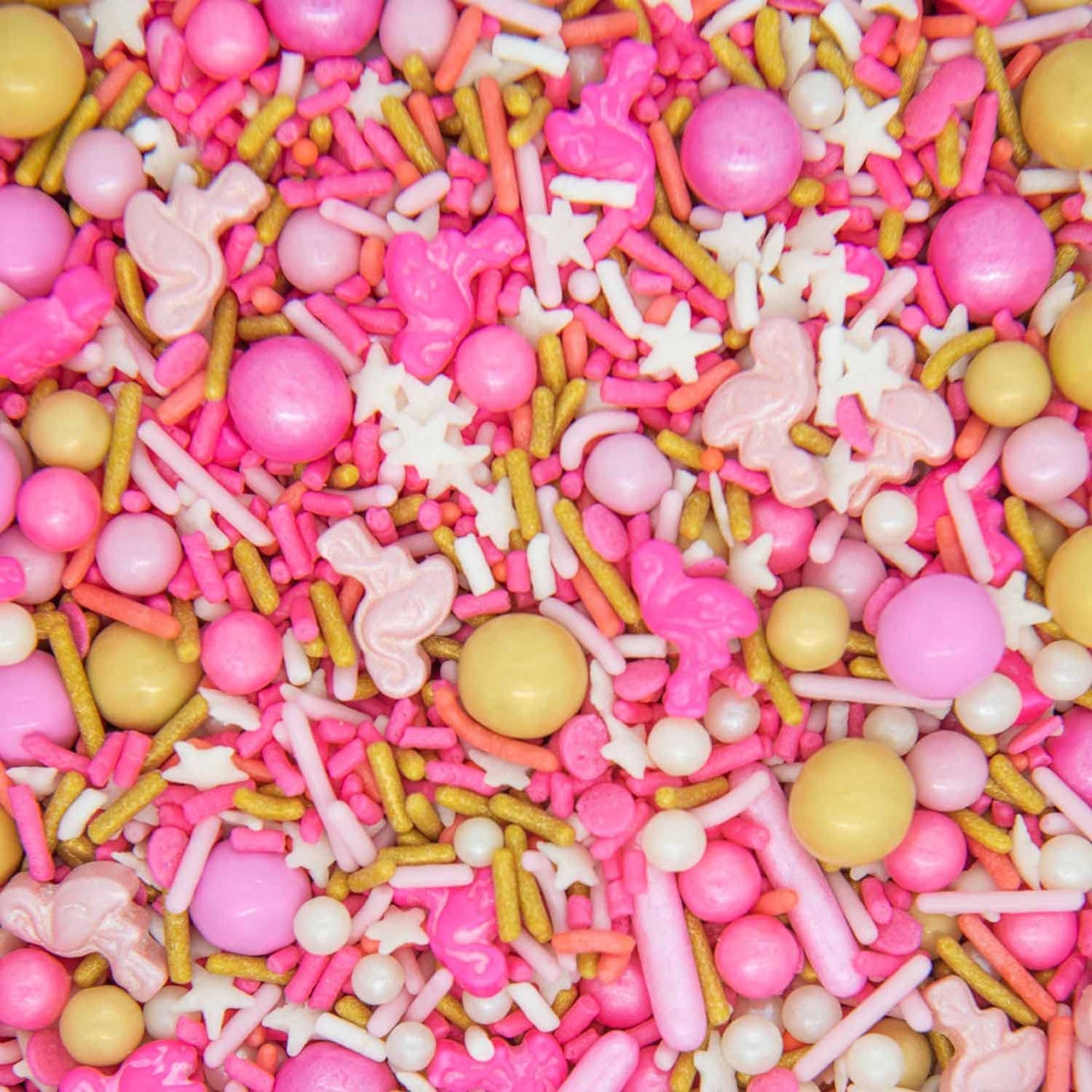 Sweets & Treats Boutique Pink Flamingo Party Sprinkles - Tropical Ocean Cake Toppings, Rose Pastel Jimmies, Gold Nonpareils
