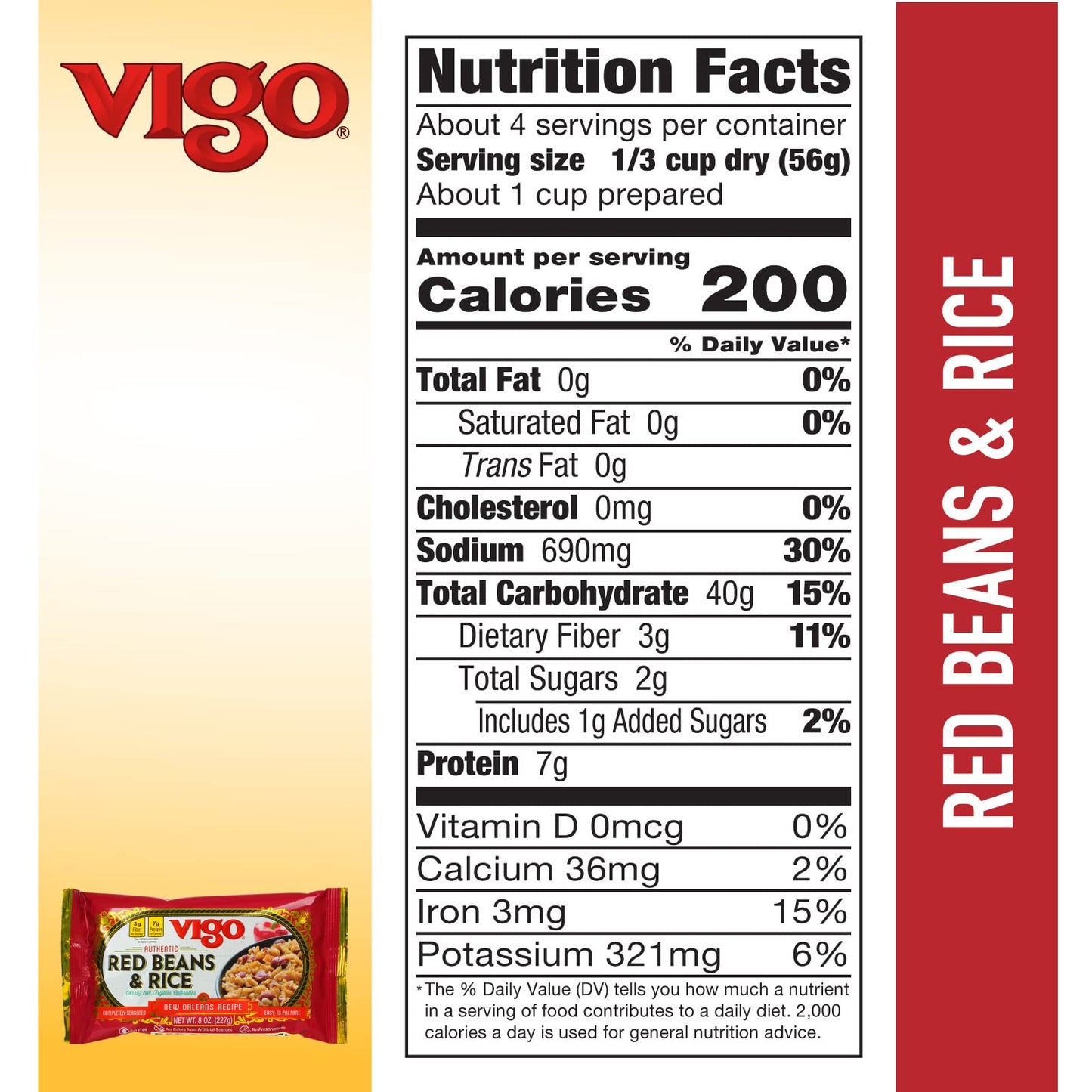 Vigo Authentic Red Beans & Rice, Low Fat, 8oz, Pack of 12, Model 49-500