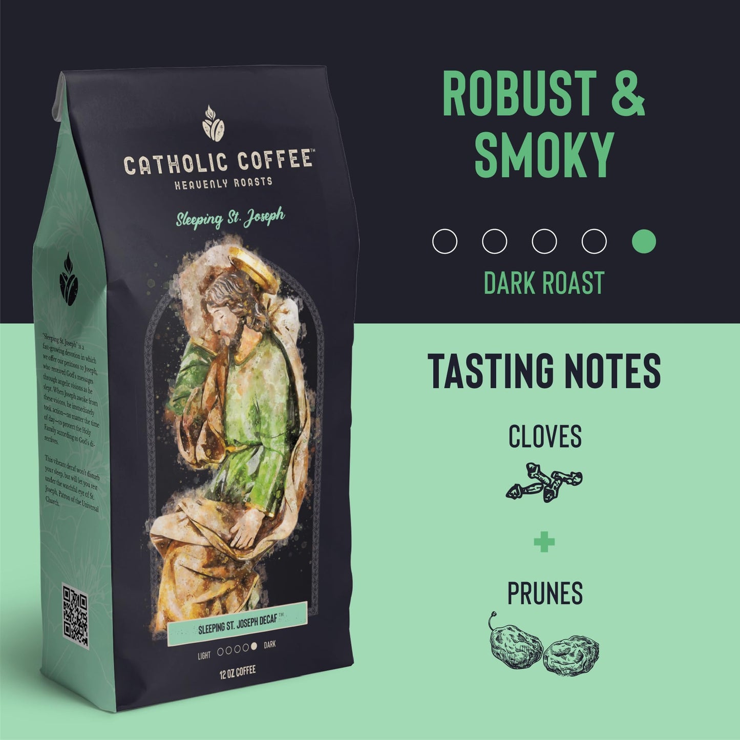 Catholic Coffee Sleeping St. Joseph Decaf Arabica Coffee, Dark Roast Coffee. Ethically Sourced From Colombia And Made By A Famil