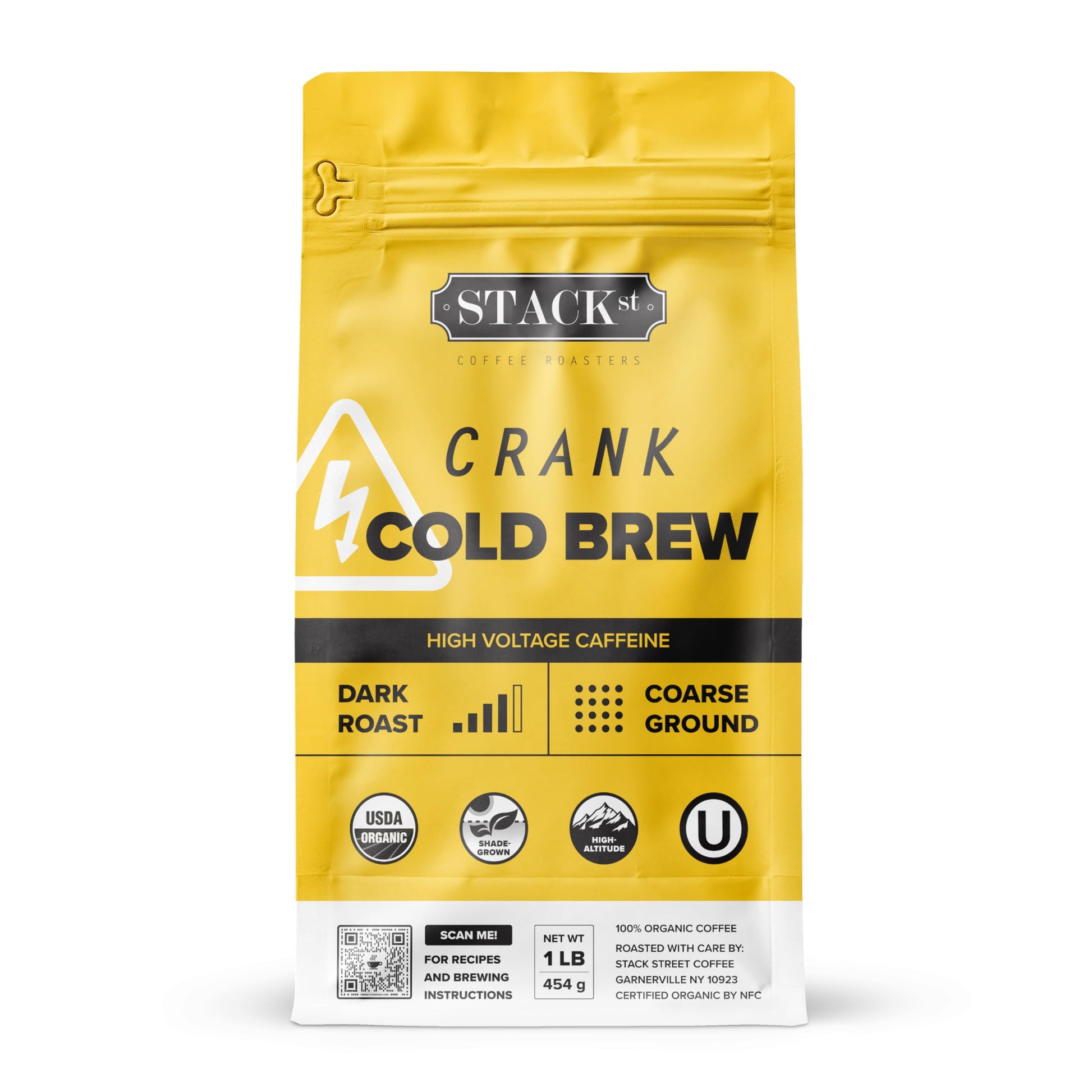 Stack Street Organic Cold Brew Coffee, Dark Roast, Coarse Ground, 1 LB