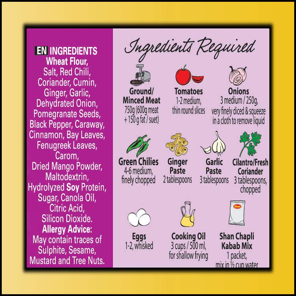 Shan Chapli Kabab Recipe and Seasoning Mix - Spice Powder for Meat & Corn Patty - 3.52 oz (Pack of 3)