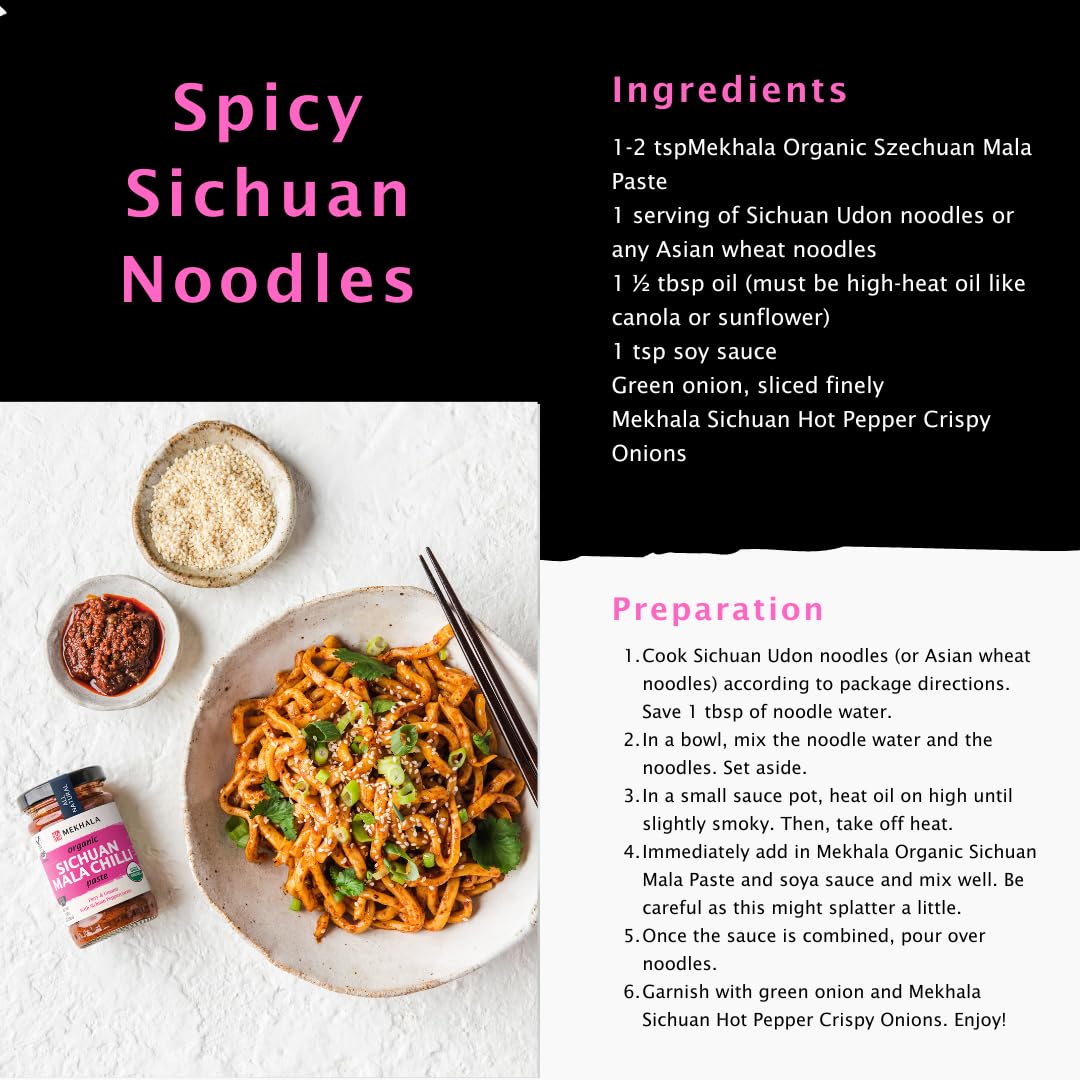 Mekhala Organic Sichuan Mala Chili Cooking Paste. Versatile Condiment, Marinade Seasoning. Spicy Tingly, Vegan. Gluten-Free (3.5