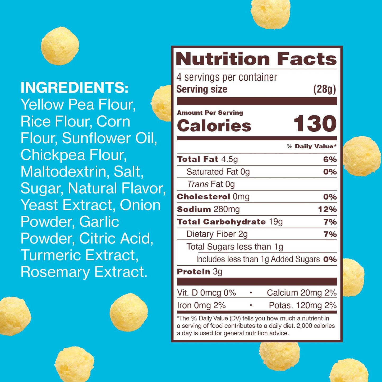 HIPPEAS Cheezy Cheddar Pops, Vegan Snack, 2g Protein, Gluten-Free, 0.5 Ounce (Pack of 15), Tan
