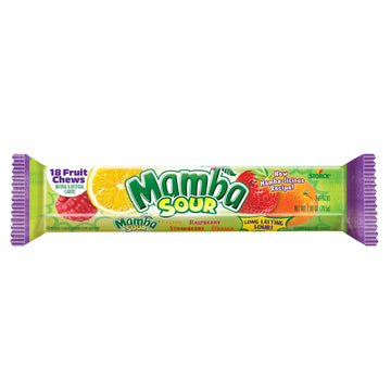 Mamba Sour Fruit Chews Candy, 18 Pieces (Pack Of 24)