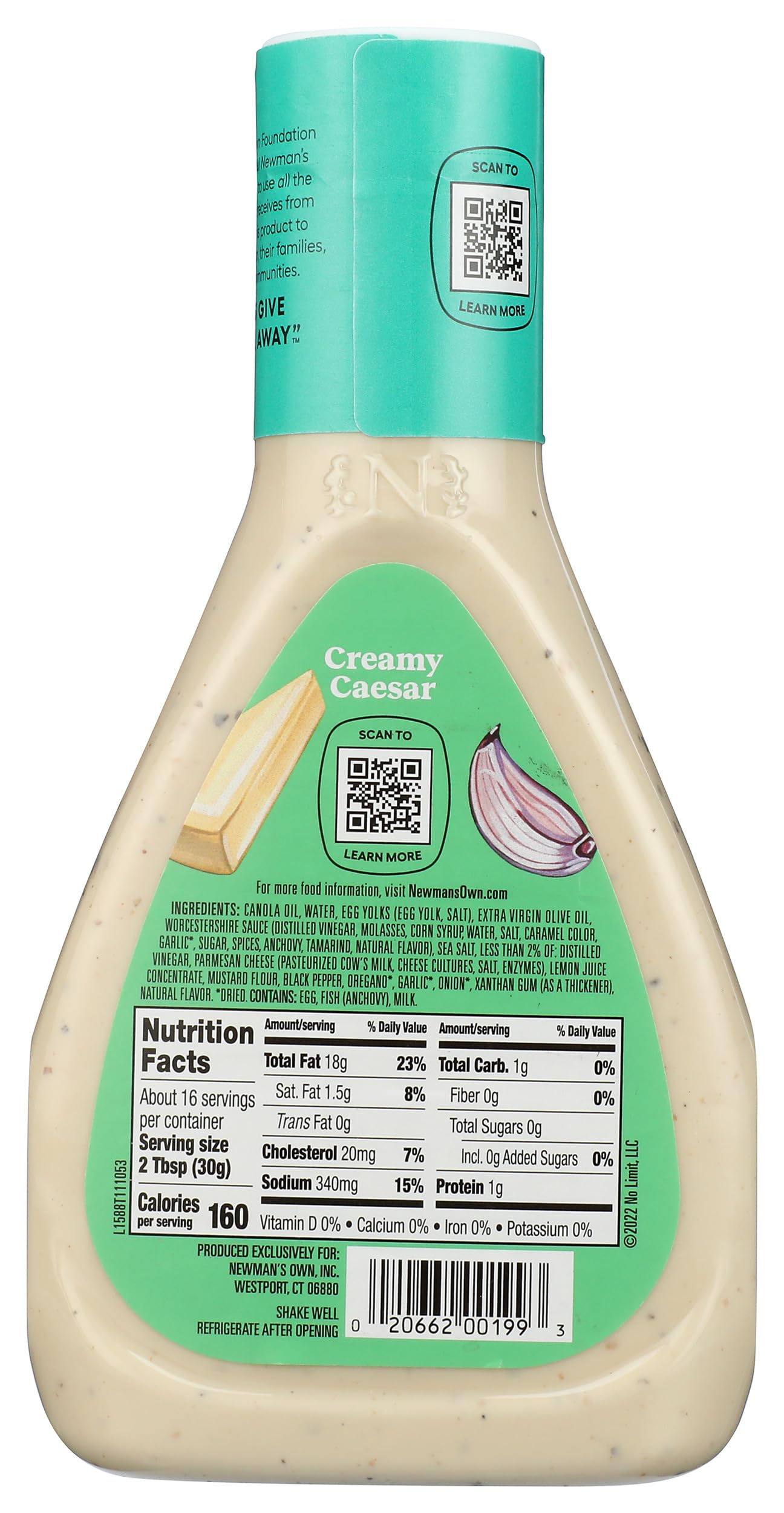 Newmans Own Creamy Caesar Salad Dressing 16 Oz