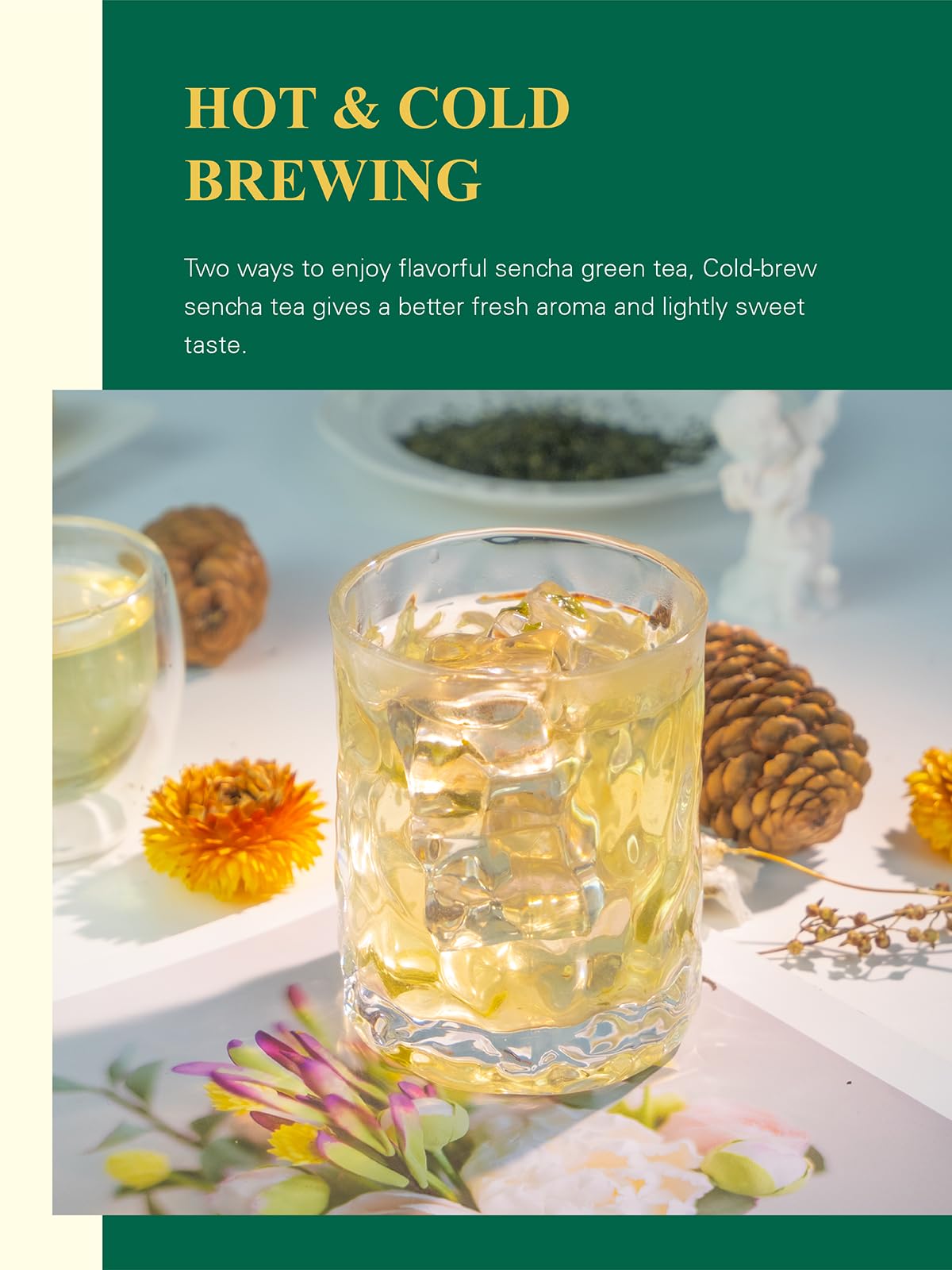 Gldnt Organic Sencha Tea, Shade Grown Gyokuro Green Tea Loose Leaf, Steamed Sencha Green Tea, Smooth & Refreshing Flavor, 3.5Oz