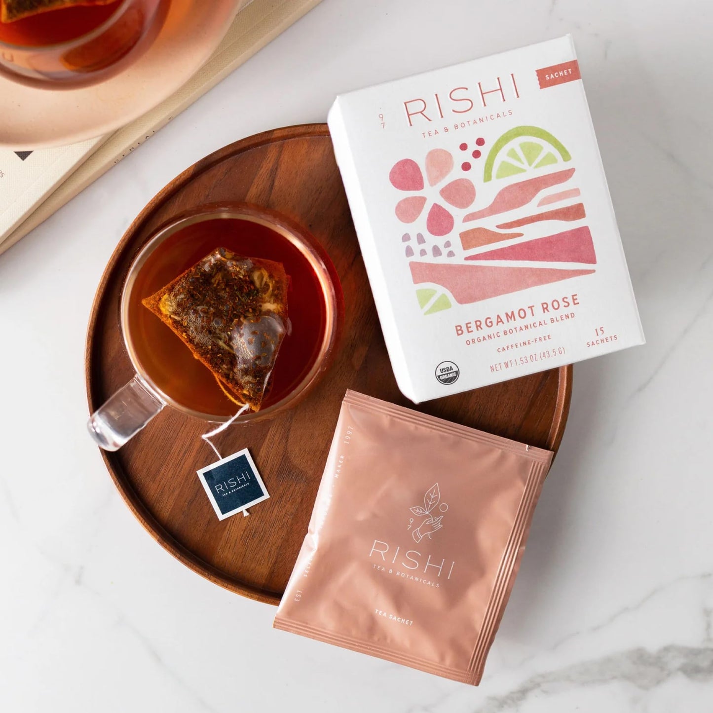 Rishi Tea Bergamot Rose Herbal Tea - Organic  Caffeine Free Sachet Bags  Floral And Citrus Botanical Blend - 15 Count (Pack Of 1)