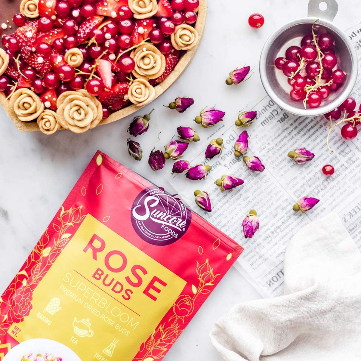 Suncore Foods Dried Rose Buds Tea, Caffeine-Free, Gluten-Free, Non-GMO, 1.5oz (Pack of 1)