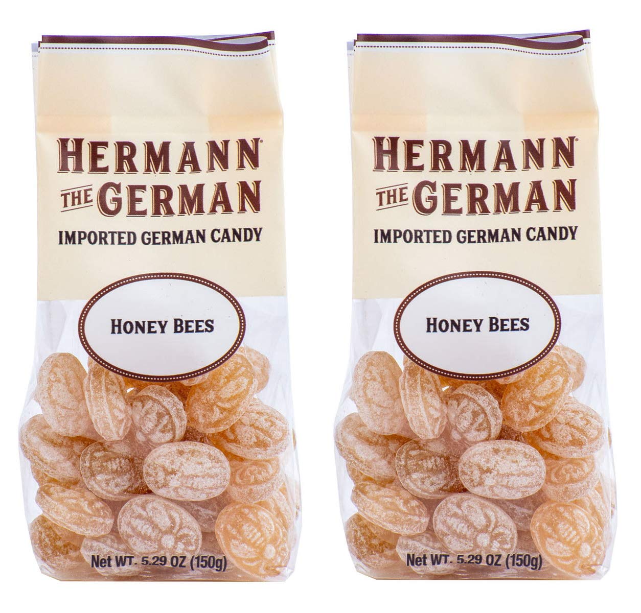 Hermann the German Hard Candy - Imported Honey Bees - 5.29 Ounce (Pack of 2) - Brown
