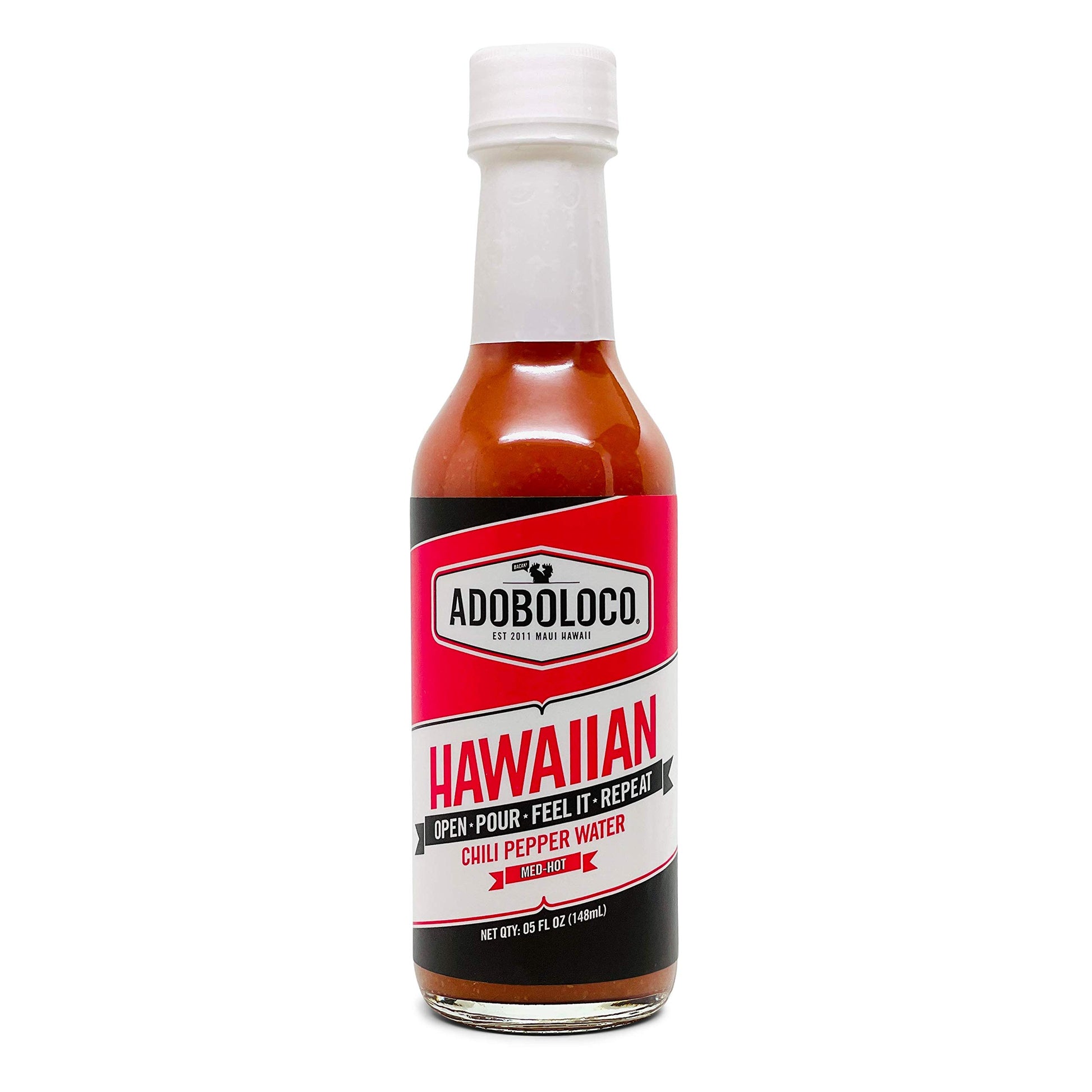 Adoboloco Hot Sauce Hawaiian Chili Pepper Water Sauce 5Oz - Medium Hot Super Tasty Fiery Chili Pepper Sauce Blend