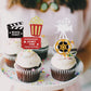 30 Pcs Movie Cupcake Toppers Glitter Movie Night Roll Camera Popcorn Cupcake Picks For Hollywood Theme Baby Shower Kids Birthday
